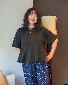 【otostyle】ソフトダンボールニットペプラムプルオーバー