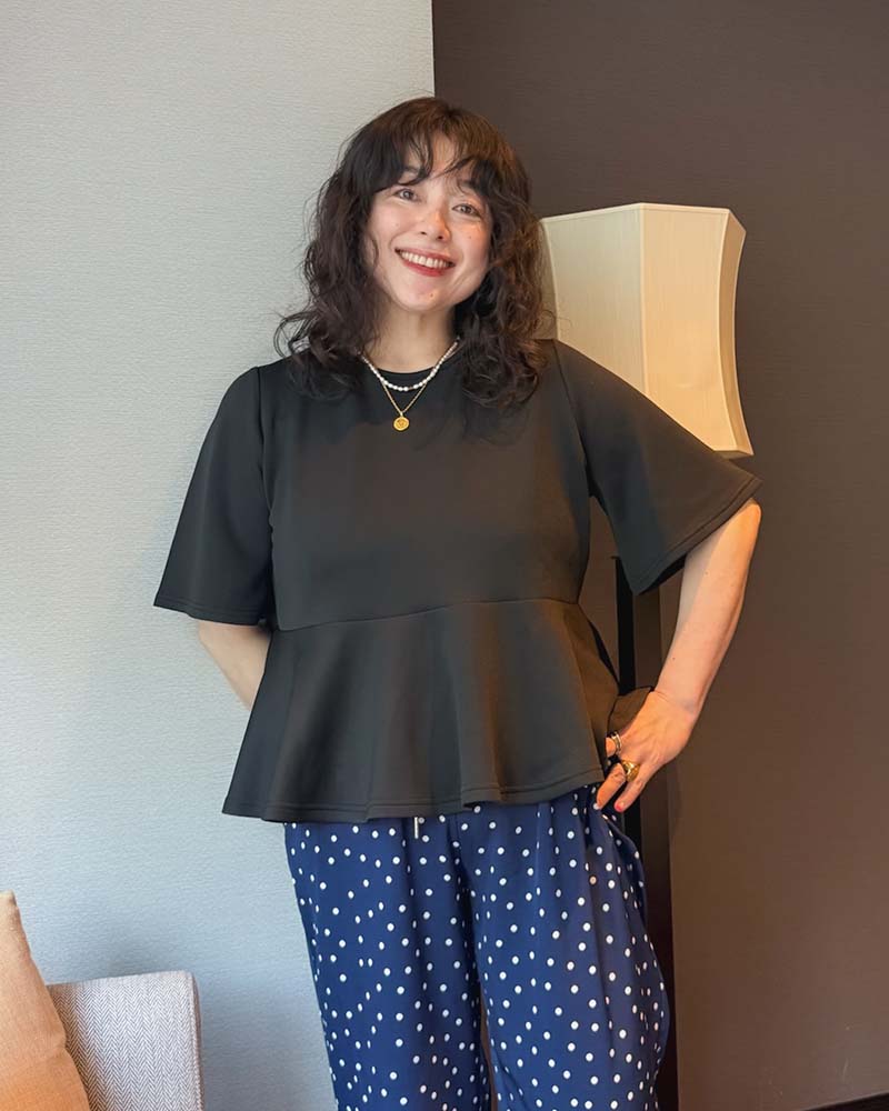 【otostyle】ソフトダンボールニットペプラムプルオーバー