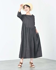 フロントギャザーバイヤスチェックワンピース（インナー付き）|ONE-PIECE