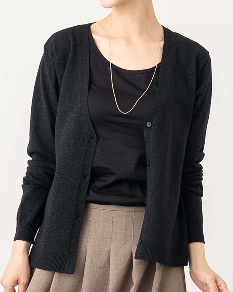 ラメ入りコンパクトニットカーディガン