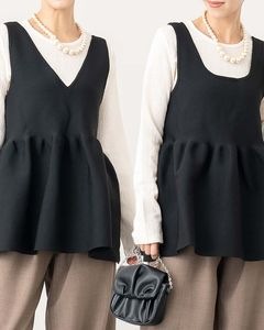 前後2WAYスポンディッシュニットペプラムベスト|TOPS