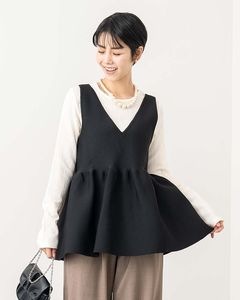 前後2WAYスポンディッシュニットペプラムベスト|TOPS