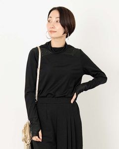 ソフトチュール切り替えハイネックプルオーバー|TOPS