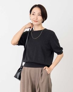 リネンコットンシルクラウンドネックプルオーバー|TOPS