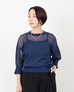 レーヨン混シアーコンビニットプルオーバー|TOPS