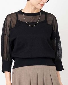 レーヨン混シアーコンビニットプルオーバー|TOPS