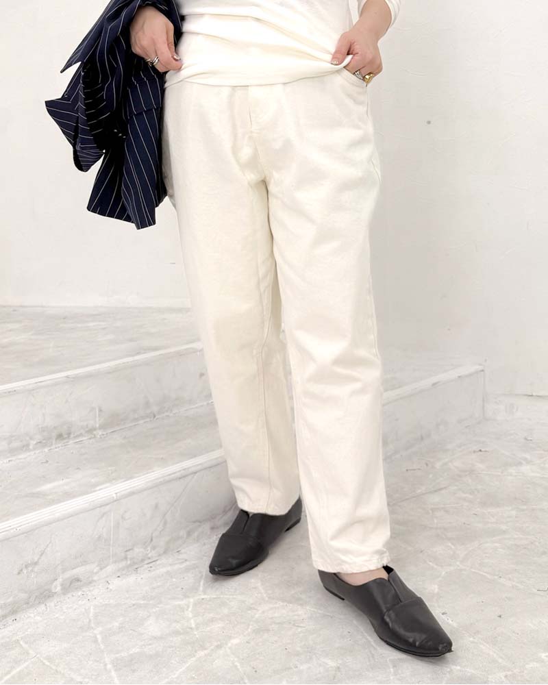 【otostyle】ハイウエストデニムテーパードパンツ