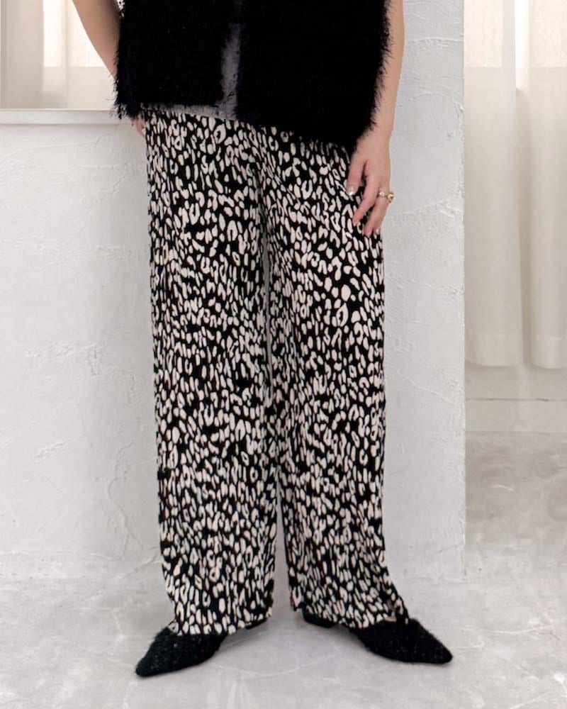 【otostyle】セルフカットレオパード柄プリーツパンツ(再入荷)