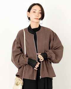 ピーチスキンボリュームスリーブペプラムブルゾン
