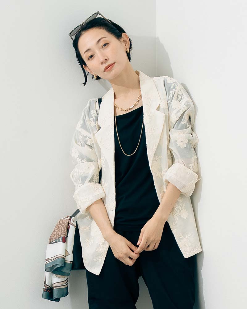 花柄刺繍シアーテーラードジャケット | OUTER | 元町ゼラール