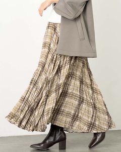 チェック柄ワッシャーフレアスカート|BOTTOMS