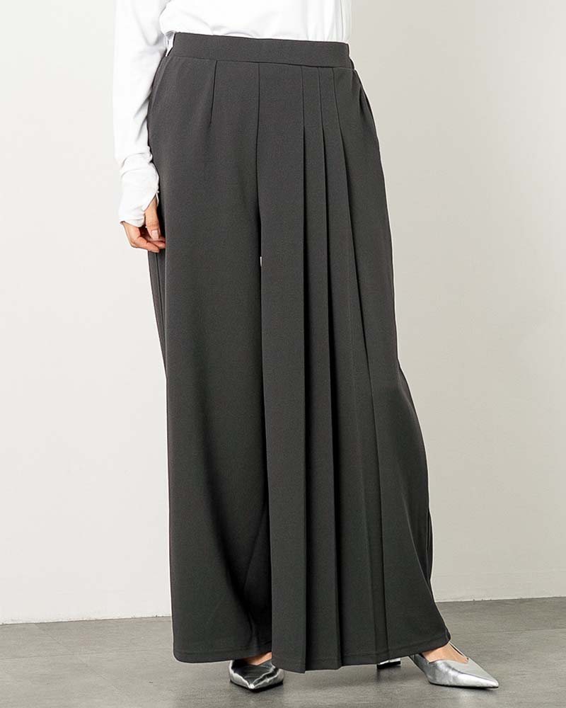 カットジョーゼットサイドプリーツワイドパンツ