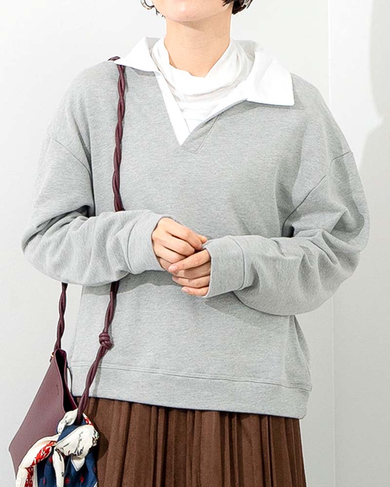 シャツレイヤードライク裏毛プルオーバー
