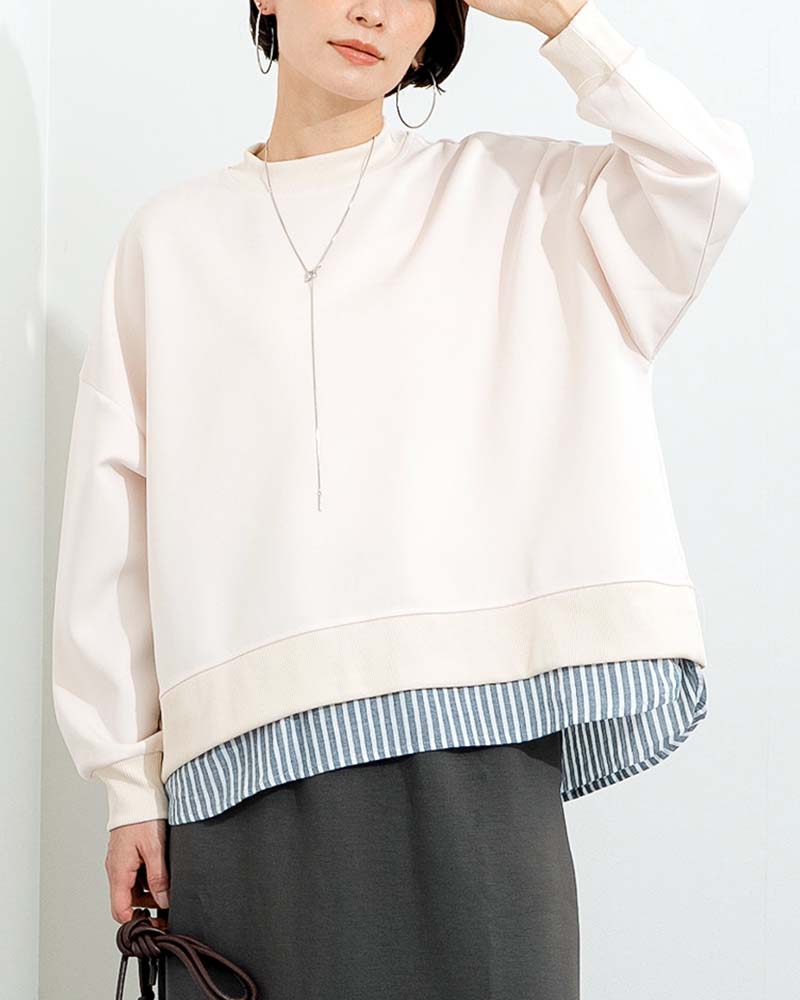 裾レイヤードライクポンチプルオーバー