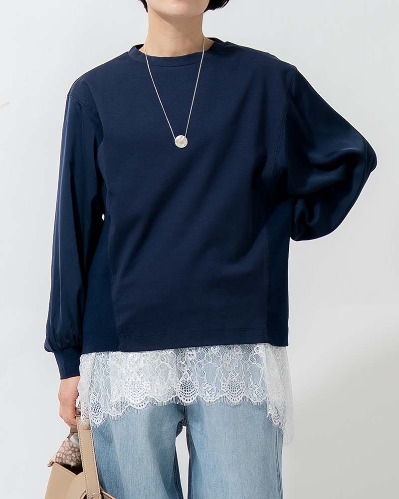 サイドリブ切り替えハイゲージポンチプルオーバー