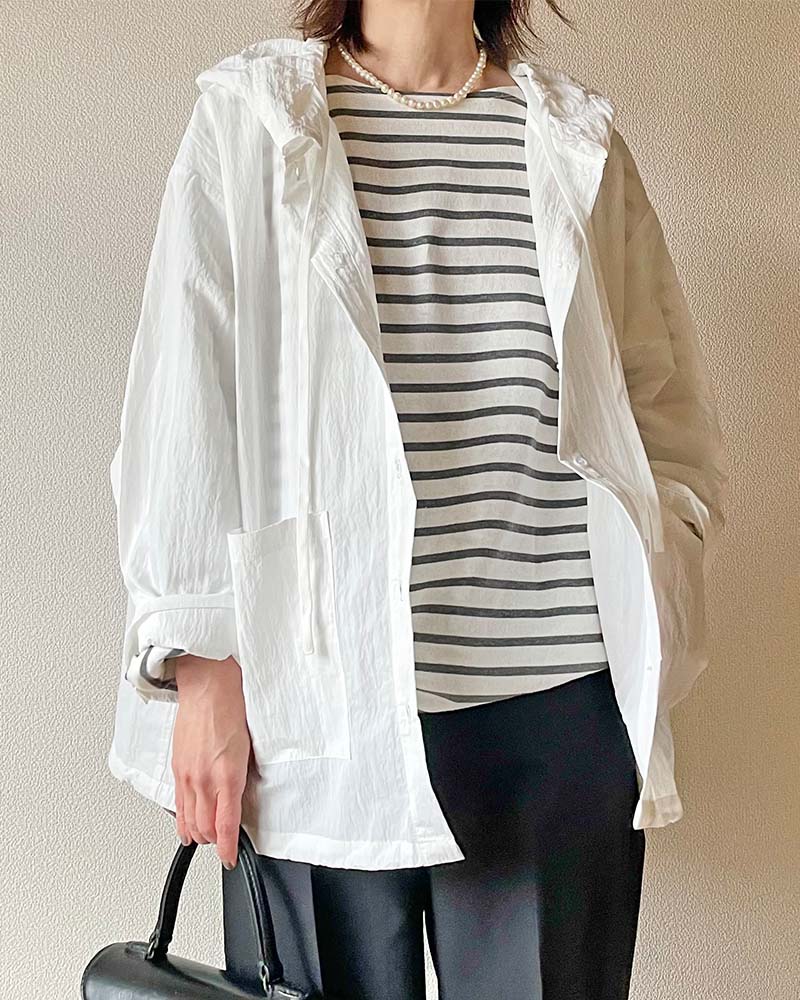 【Canaria Style】ナイロンフーディーシャツブルゾン
