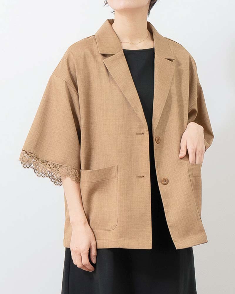 袖レーストリムテーラードジャケット