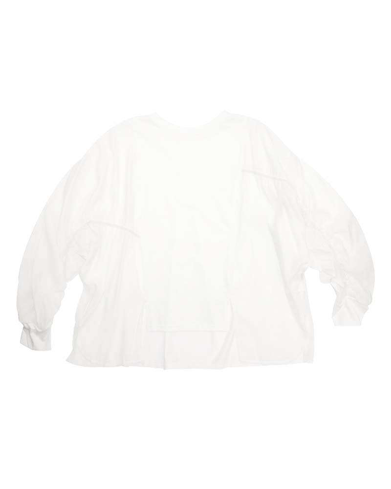 異素材切替ギャザースリーブプルオーバー