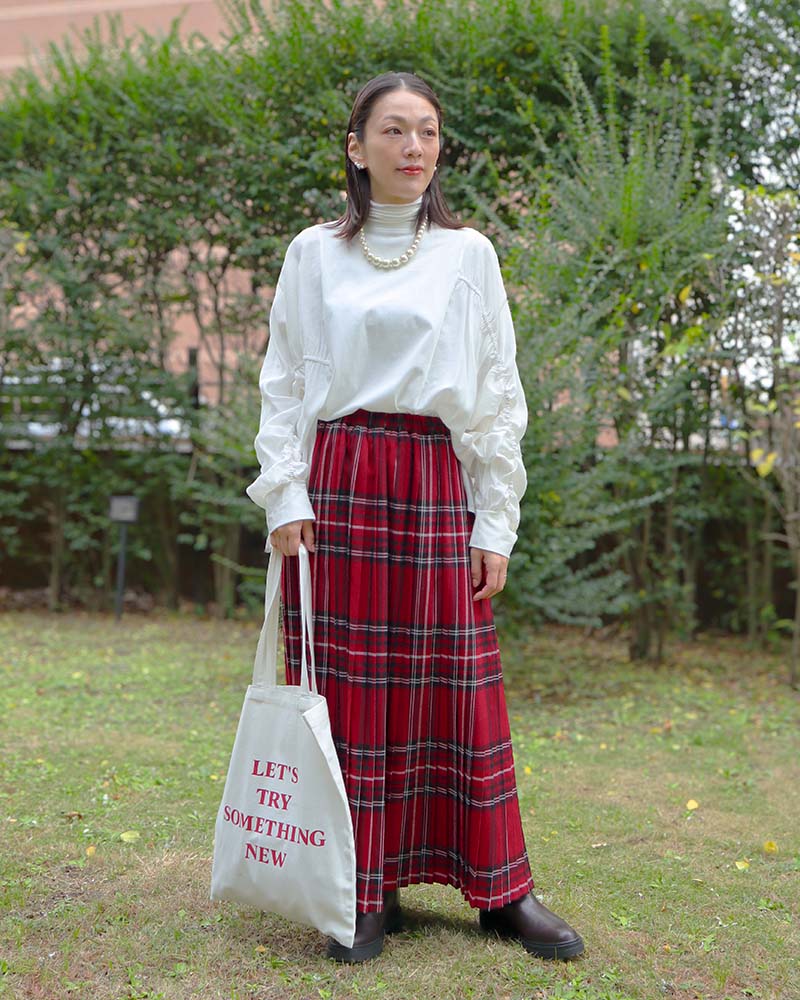 異素材切替ギャザースリーブプルオーバー