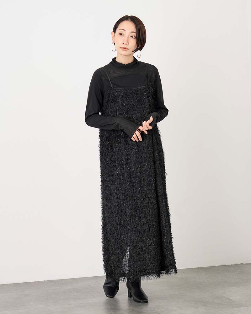 【otostyle】フリンジIラインキャミワンピース
