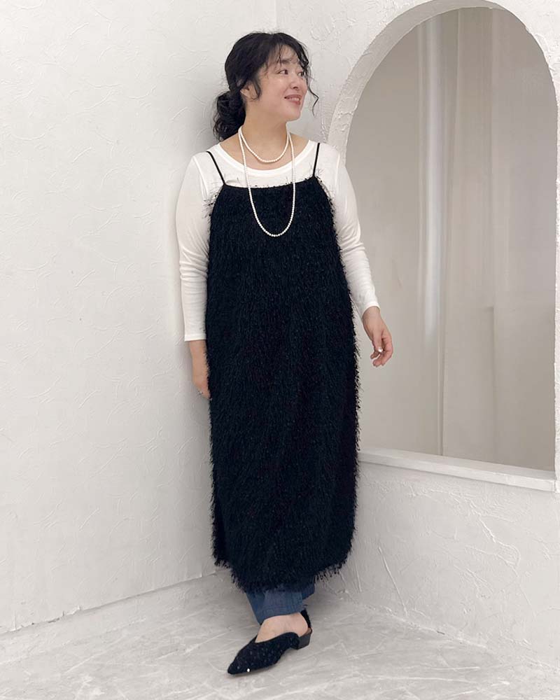 【otostyle】フリンジIラインキャミワンピース