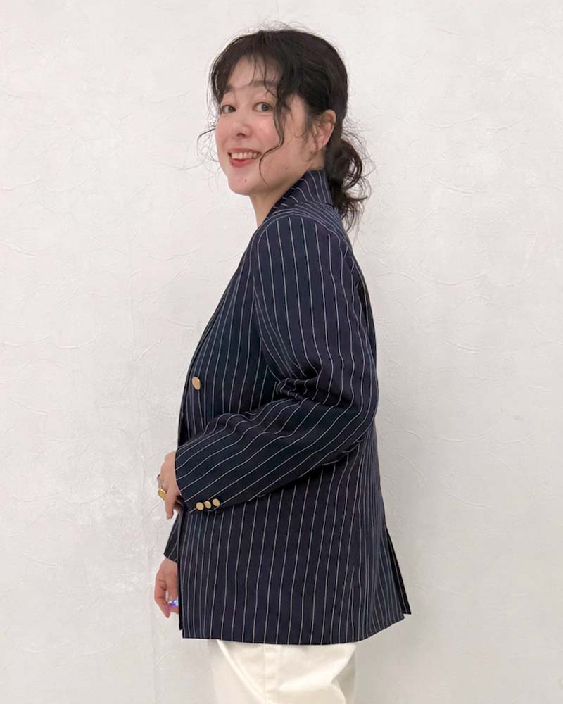 未使用　45R コットンジャケット　ストライプ柄 zy-00115z_2.jpg