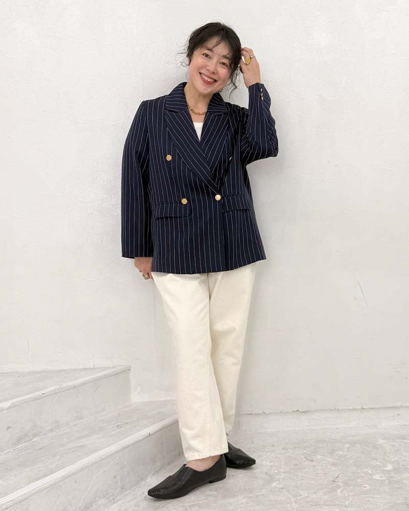 激レア✨ seyto ストライプ テーラードジャケット size2 otostyle】ストライプ柄テーラードジャケット | OUTER | 元町