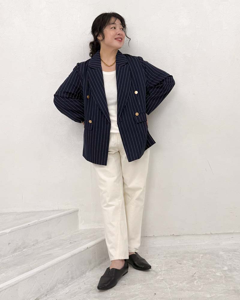 seyto サイズ2 / ラメストライプレイヤードテイラージャケット Lame stripe tulle layered tailored jacket / ラメストライプ