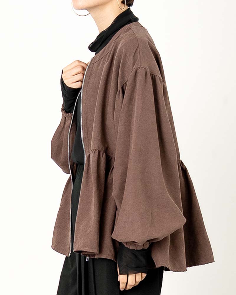 ピーチスキンボリュームスリーブペプラムブルゾン | OUTER