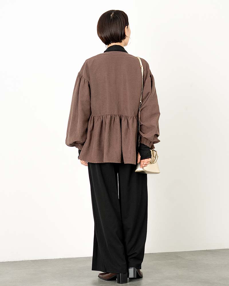 ピーチスキンボリュームスリーブペプラムブルゾン