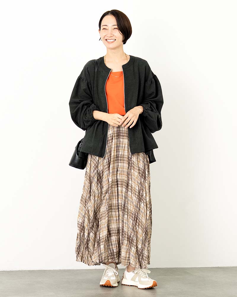 ピーチスキンボリュームスリーブペプラムブルゾン