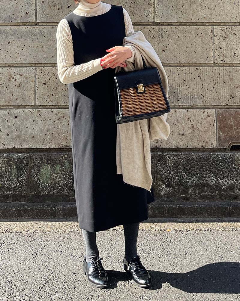 【Canaria Style】シルク混ワイドリブハイネックプルオーバー