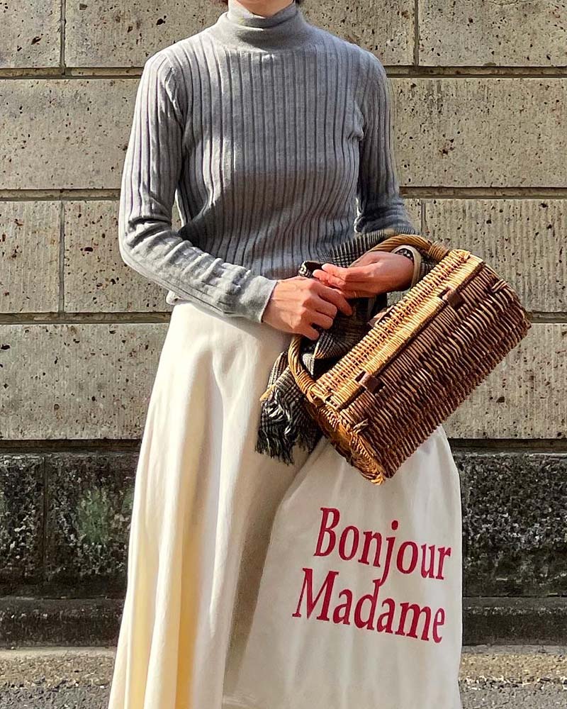 【Canaria Style】シルク混ワイドリブハイネックプルオーバー