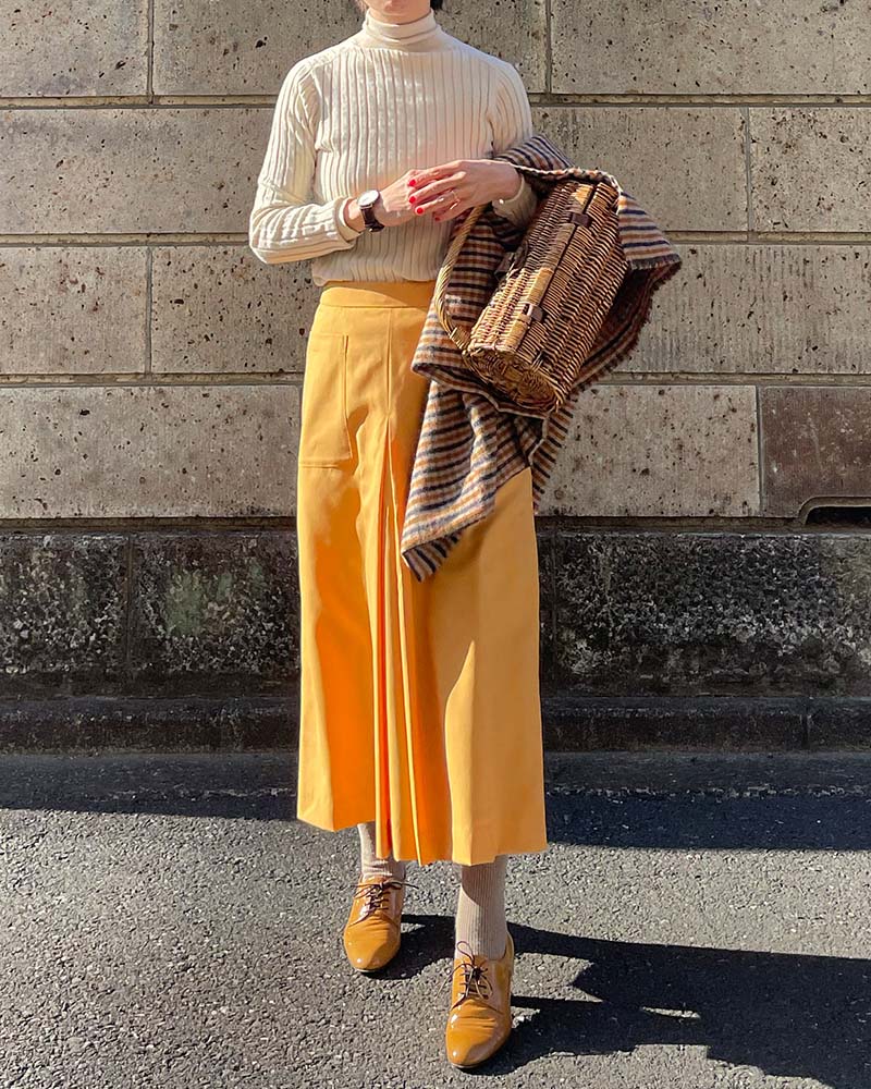 【Canaria Style】シルク混ワイドリブハイネックプルオーバー