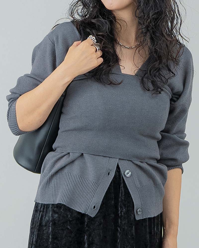 【Ai TAKAHASHI】Vネックニットカーディガン＆ビスチェ2点セット