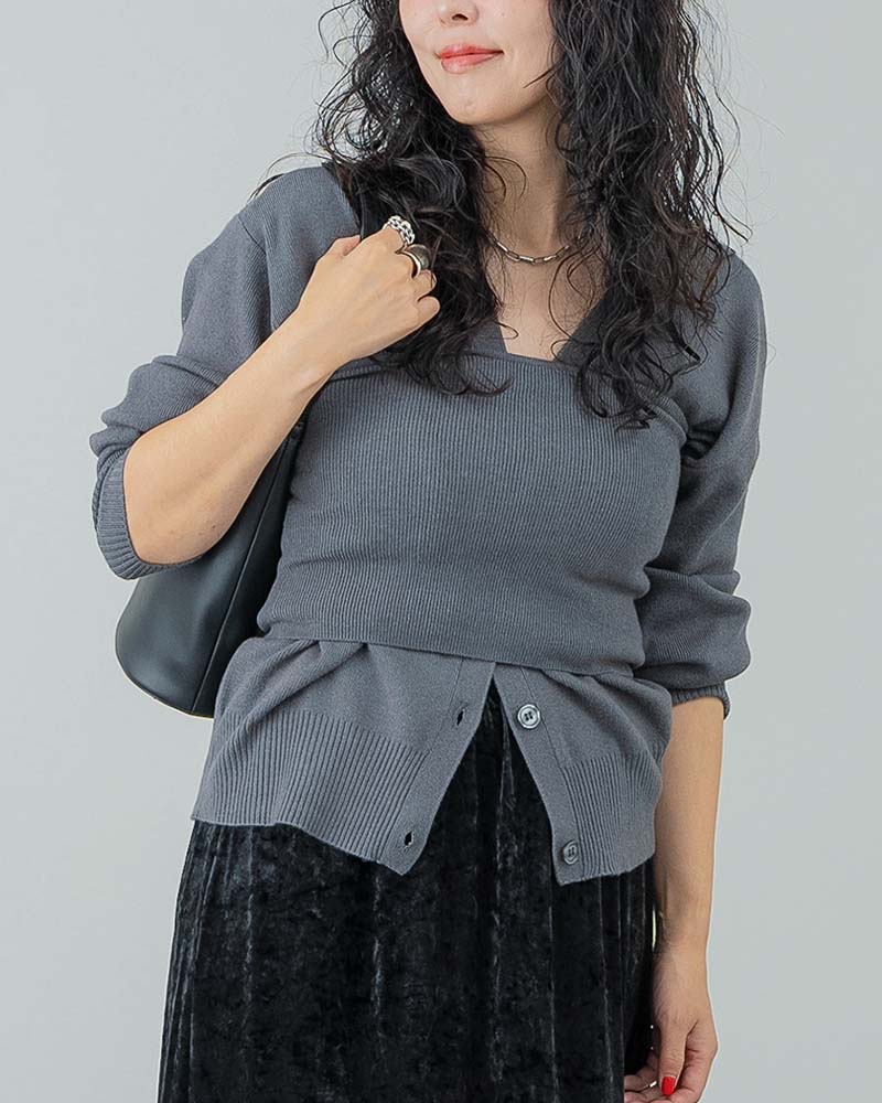 【Ai TAKAHASHI】Vネックニットカーディガン＆ビスチェ2点セット