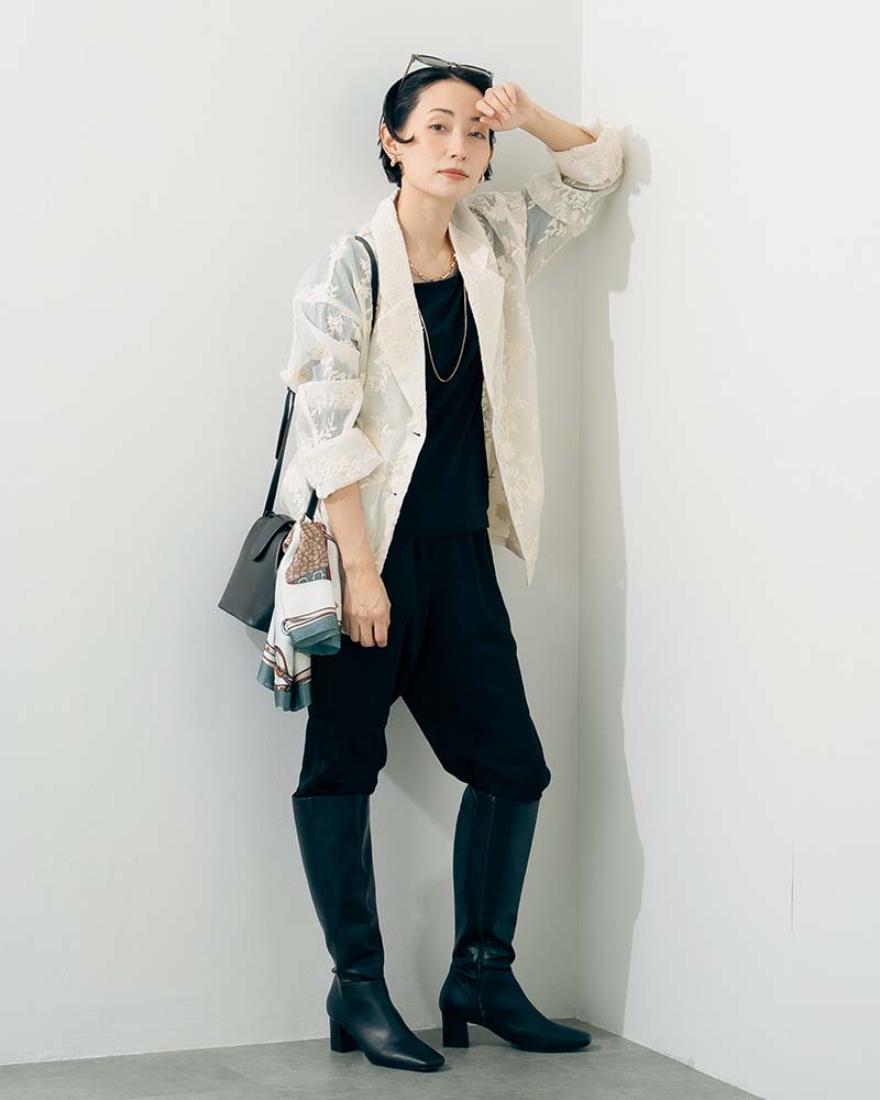 花柄刺繍シアーテーラードジャケット