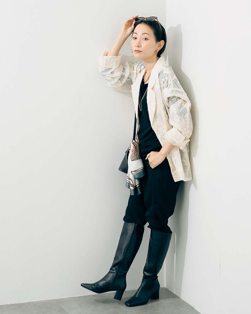 花柄刺繍シアーテーラードジャケット