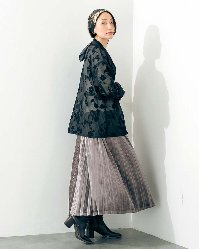 花柄刺繍シアーテーラードジャケット