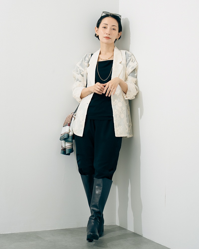 花柄刺繍シアーテーラードジャケット