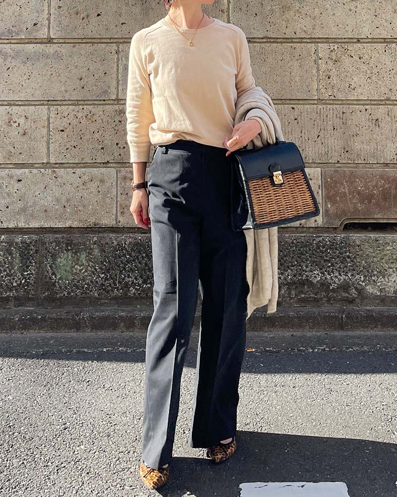 【Canaria Style】コットンラウンドネック8分袖プルオーバー