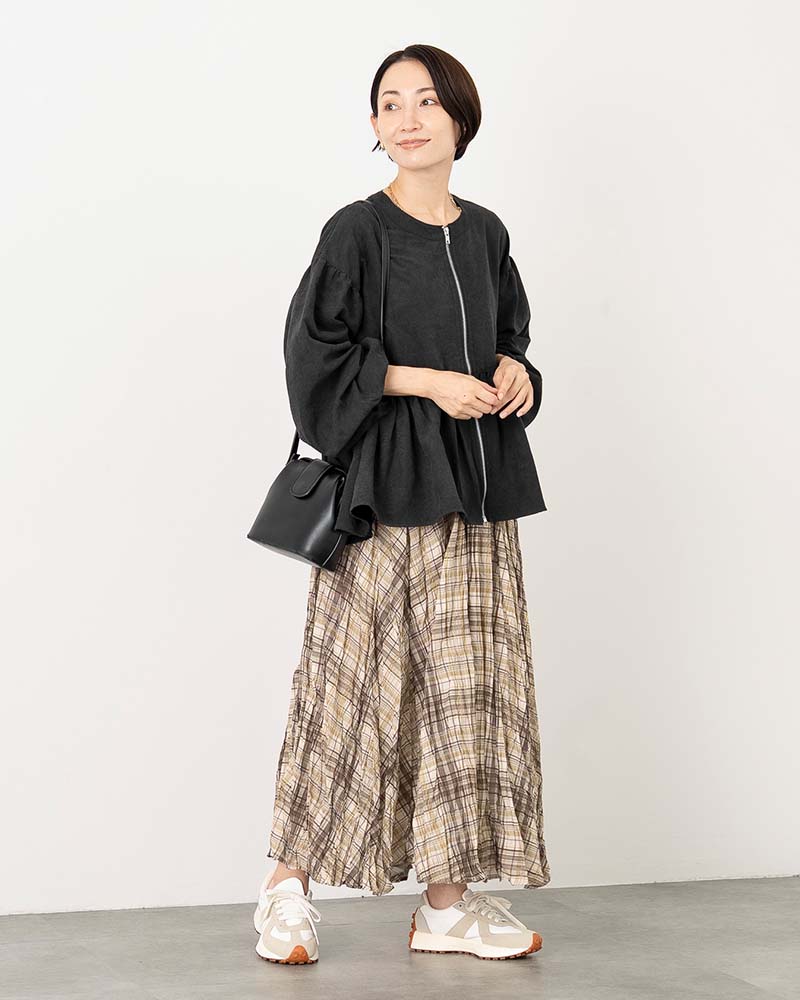 チェック柄ワッシャーフレアスカート