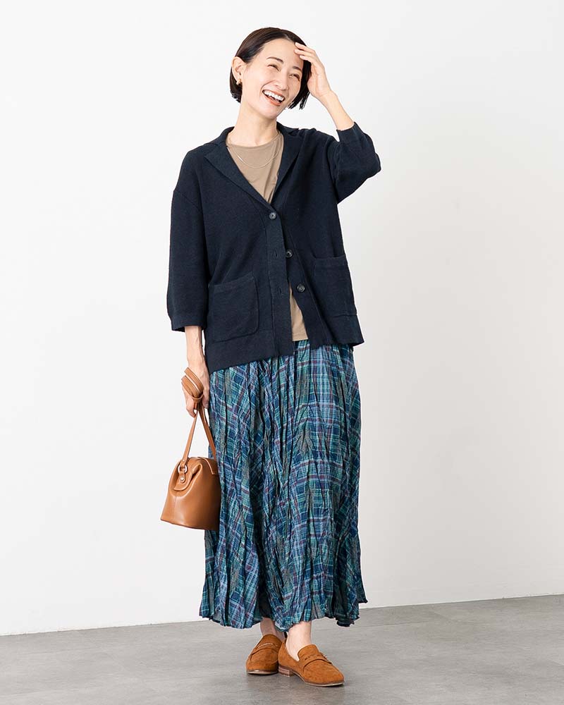 チェック柄ワッシャーフレアスカート