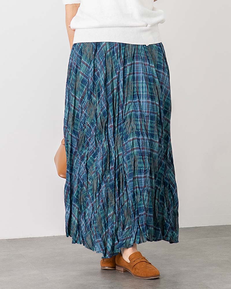 チェック柄ワッシャーフレアスカート