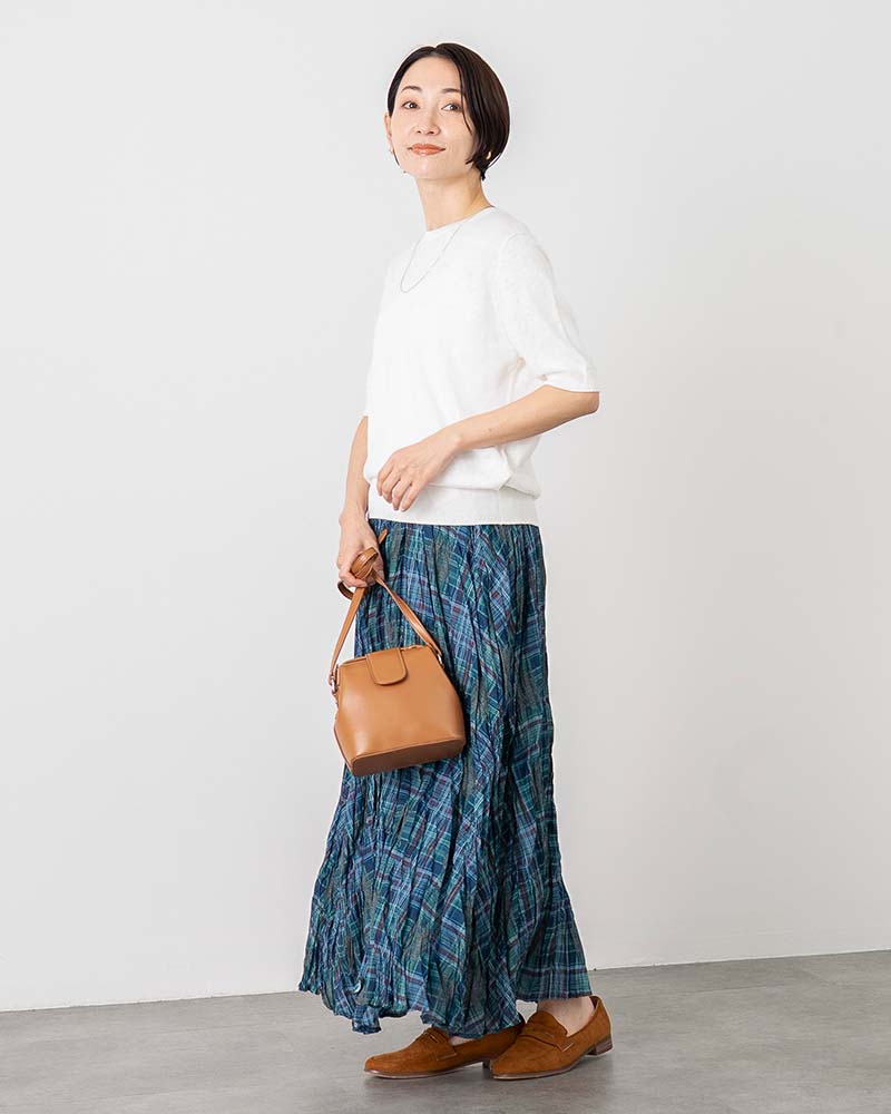 チェック柄ワッシャーフレアスカート
