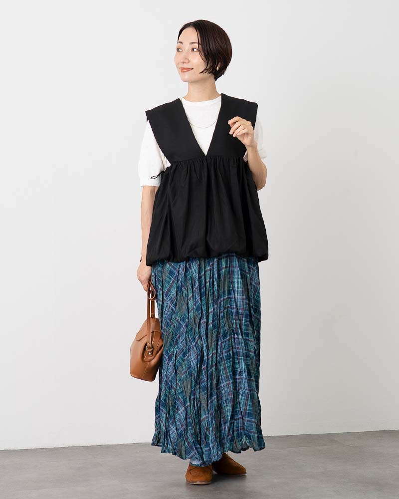 チェック柄ワッシャーフレアスカート