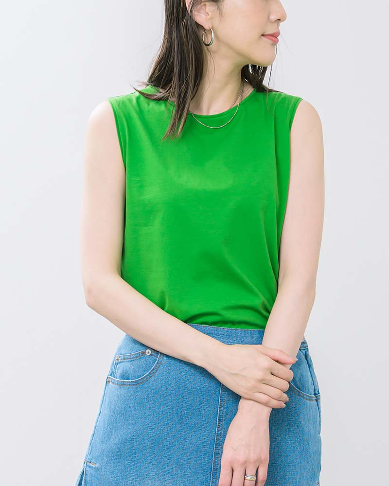 GIZAコットンハイゲージ天竺ノースリーブプルオーバー