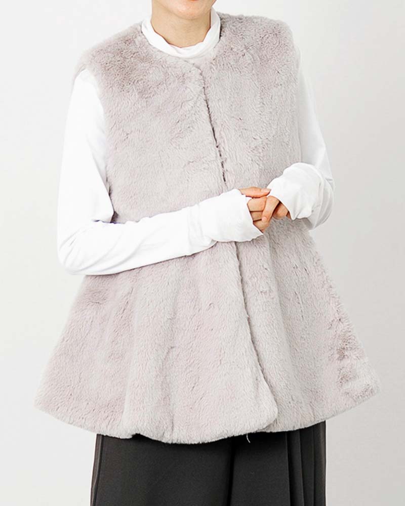 フェイクファーペプラムジレ