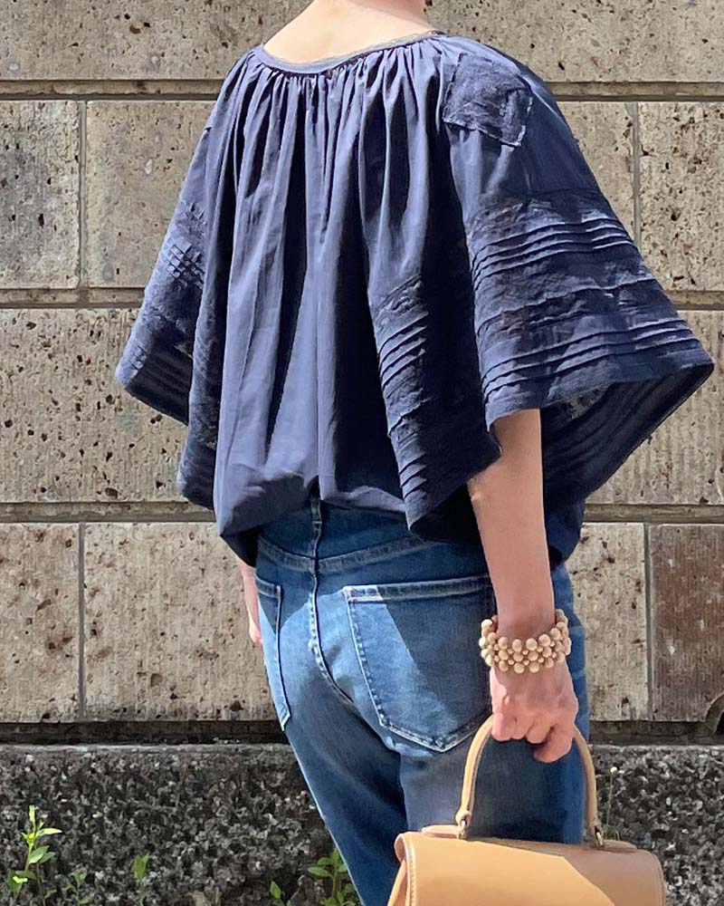 【Canaria Style】レース&ピンタックドルマンブラウス(インナー付き)②