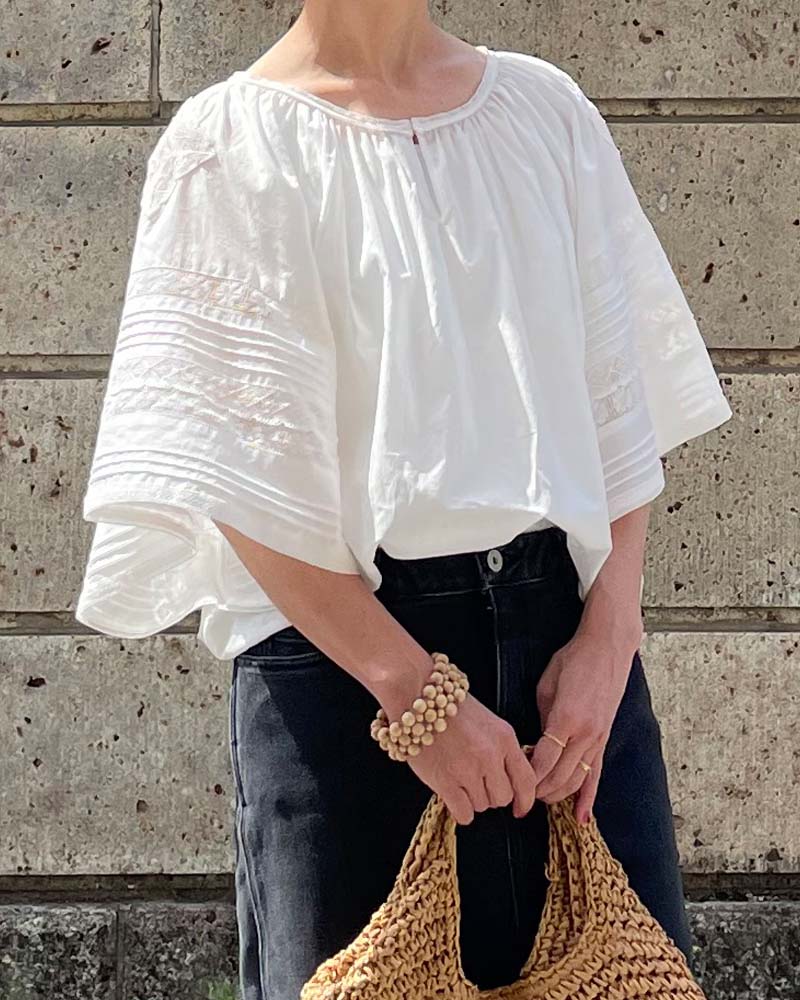 【Canaria Style】レース&ピンタックドルマンブラウス(インナー付き)②